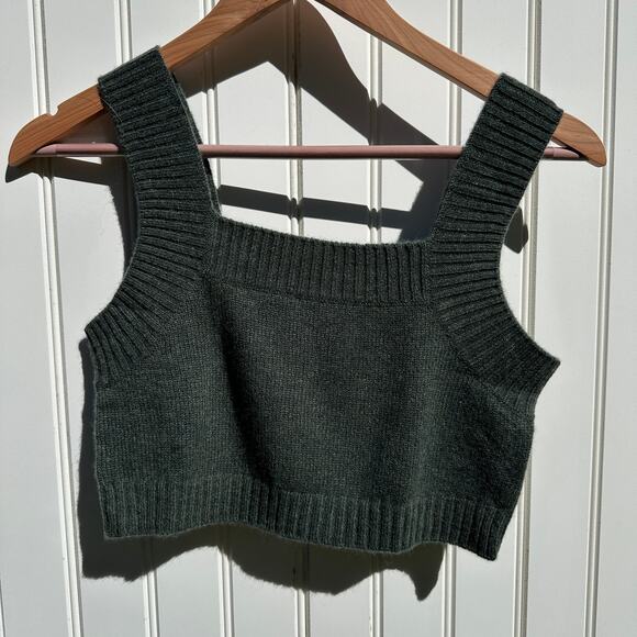 Lisa Yang Barbara Crop Top Sweater 100% Cashmere Size 1 Small / Medium Olive NWT - Picture 9 of 14